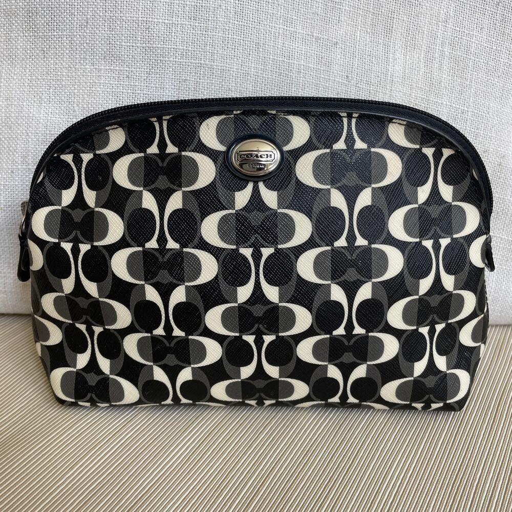 Coach Peyton Signature Pouch Wallet Set | Pink Blue Black 3pc - Picture 6 of 14